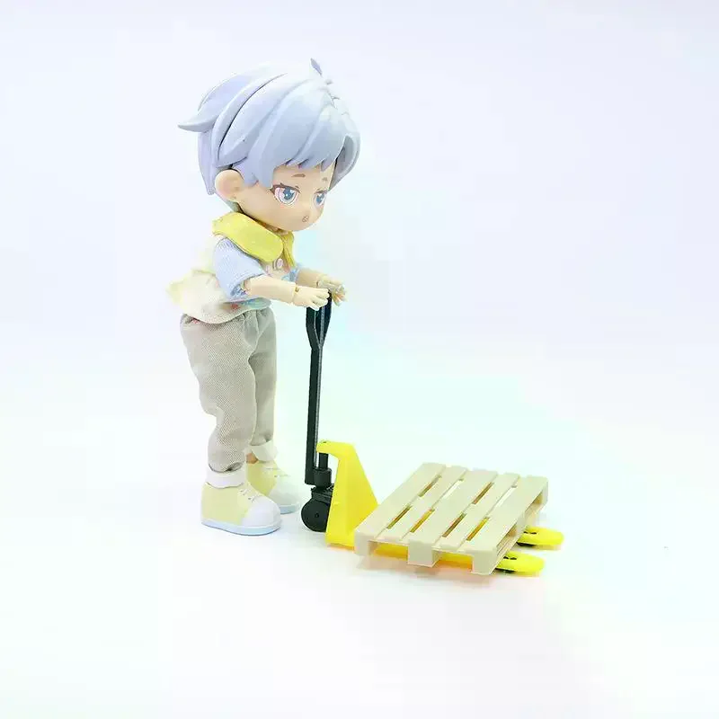 1/12 스케일 미니 지게차 및 음식 놀이 장면, 2PCS 인형의 집 미니어처 장난감 세트, 완벽한 어린이 선물