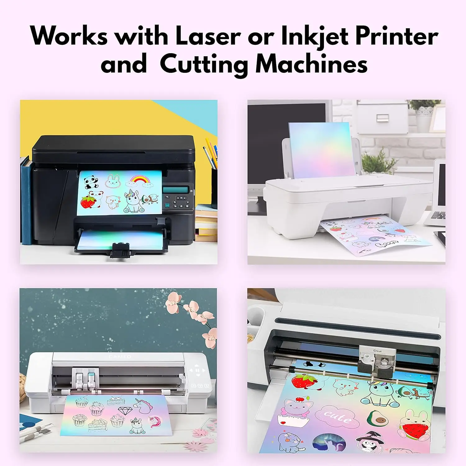 10 أوراق - أوراق لاصقة من الفينيل بألوان قوس قزح - مقاس A4 (8.3 × 11.7 بوصة)، ذاتية اللصق، مقاومة للماء، متوافقة مع طابعة النافثة للحبر والليزر