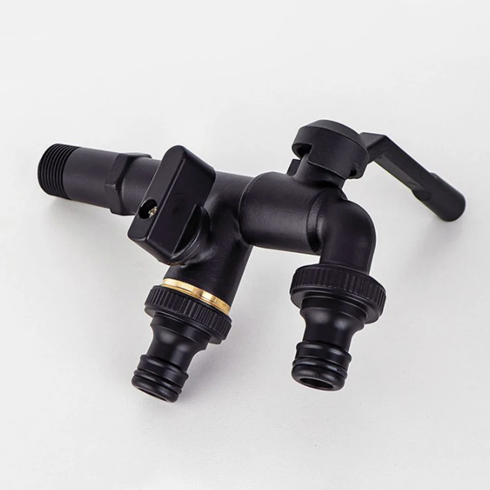 Extended Copper Double Head Faucet 1/2 Inch Two Way Water Valve For Outdoor Yard Washing Irrigation System Splitter