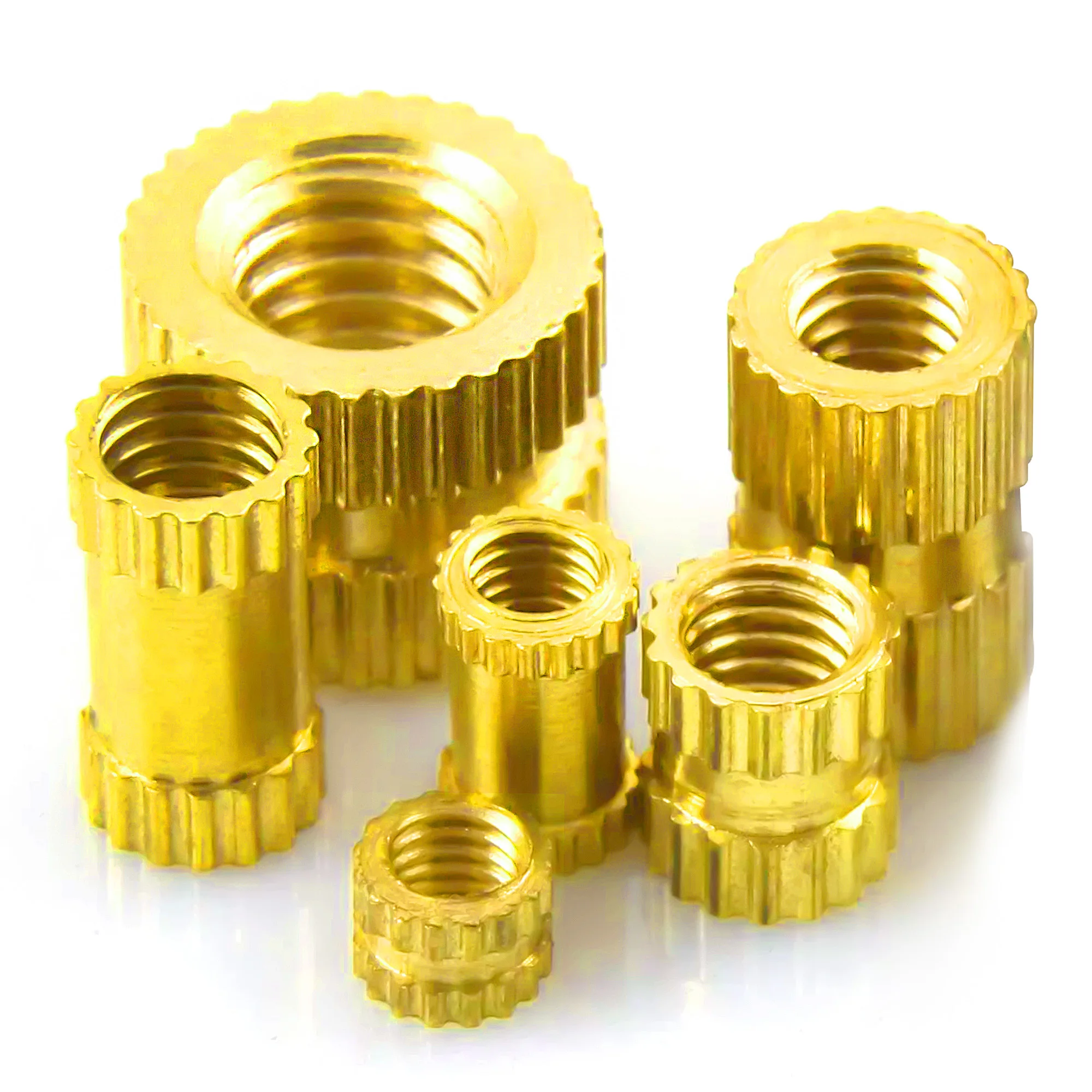 100/50PCS M2 M2.5 M3 Metric Female Thread Knurled Brass Threaded Insert Embedded Nuts Double Pass Knurl Nuts Copper