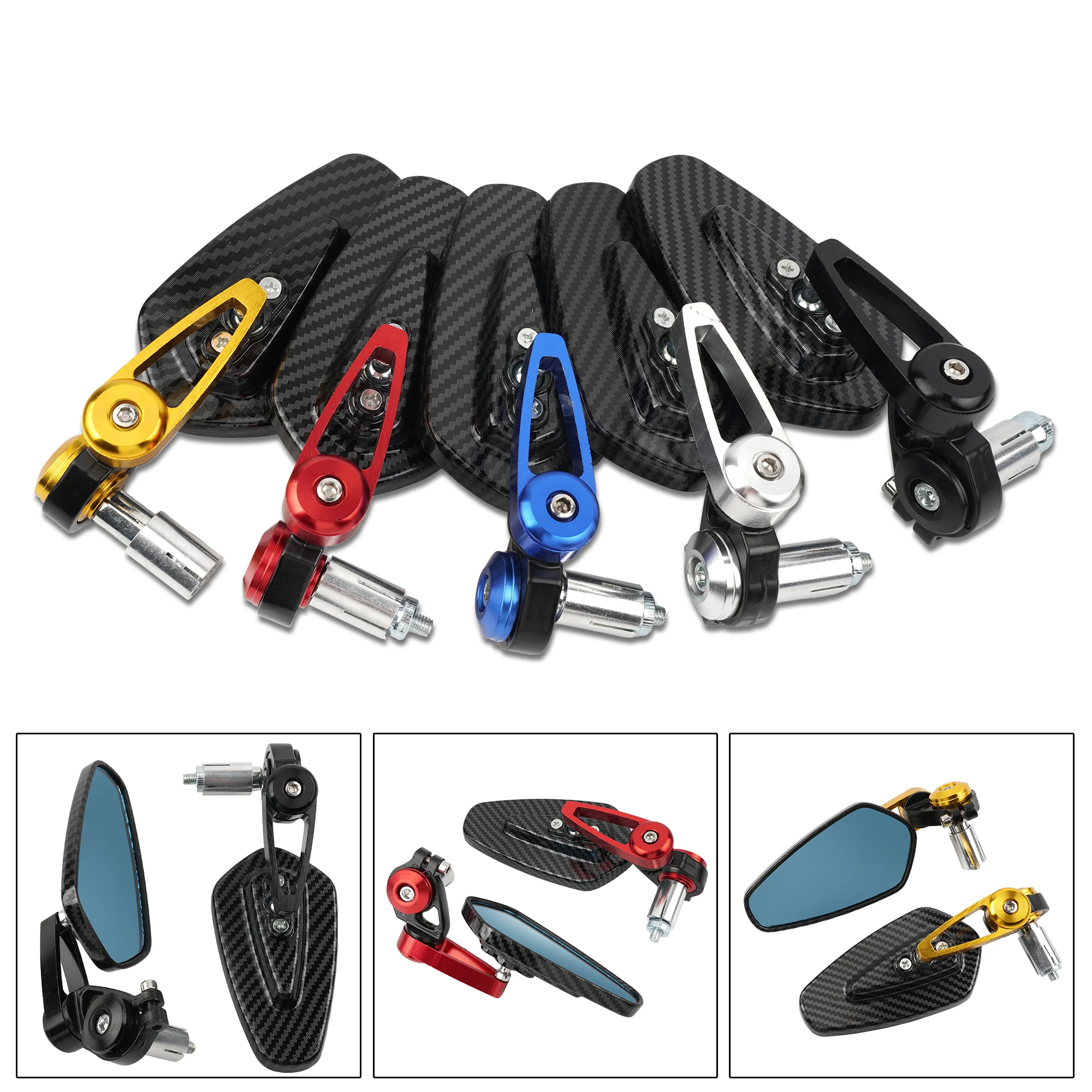 Motorrad Rückspiegel Carbon Faser Muster Lenker Spiegel Modifizierte Invertiert Rückspiegel Universal Motorrad Zubehör