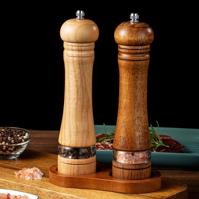 8inch Manual Wooden Pepper Grinder,Sturdy Salt Pepper Mill with Ceramic Grinding Cores,Adjustable Coarseness Spice Salt Grinder,