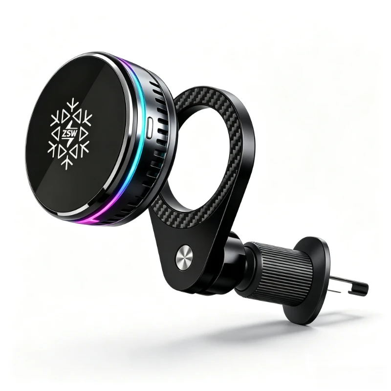 2in1 Split 25W Magnetic Wireless Charger Semiconductor ICE Cooling RGB Holder Stand For iPhone 17 16 Pro Max Fast Charging