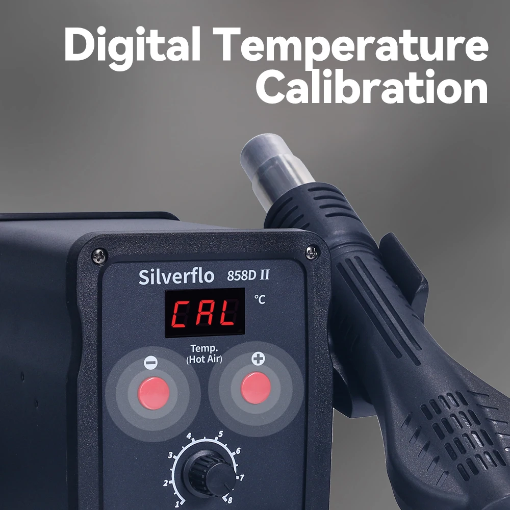 Silverflo 858D-II Hot Air Rework Station 700W Heat Gun Station With Temp.Calibration Mode for BGA PCB IC Phone Repair 220V