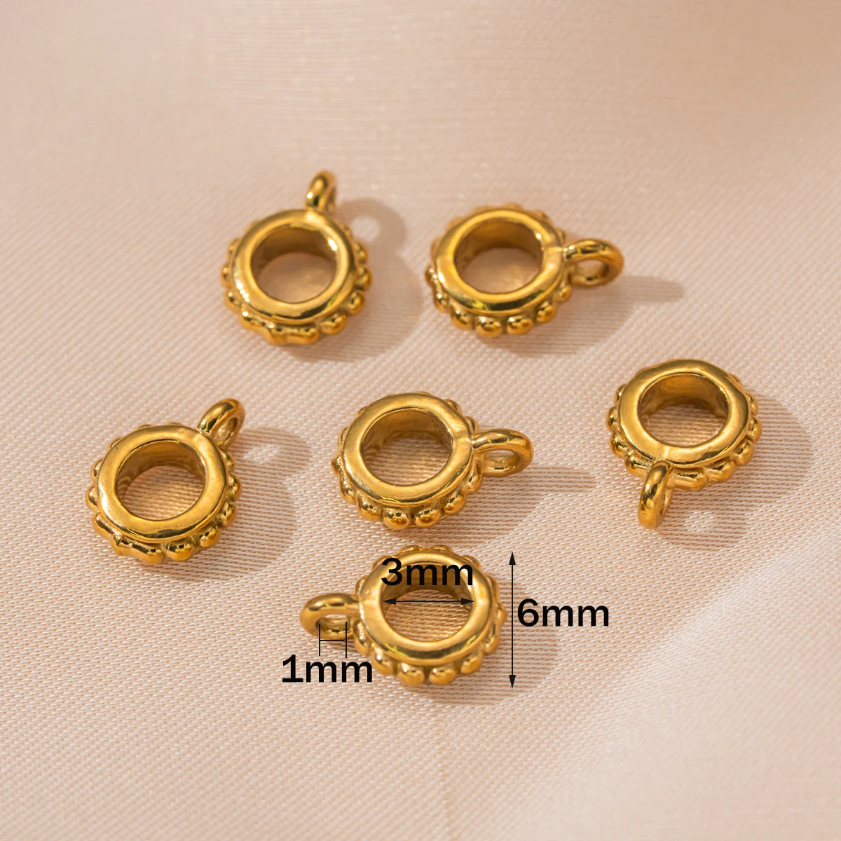 5 Stück Edelstahl-Anhängerverbindungsringe mit Schlaufe für DIY-Halsketten und Schmuckherstellung – Detail 5