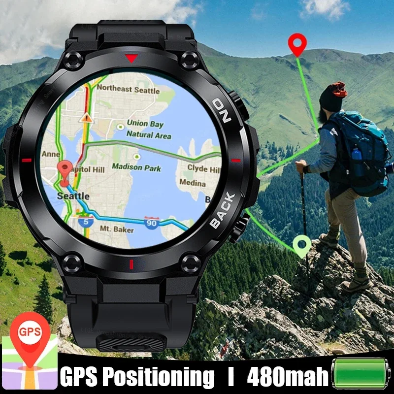 

New GPS New Smart Watch Men 480mAh Bracelet Sports Fitness Outdoors Watch IP68 Waterproof Smart Clock Call Reminder Smartwatch