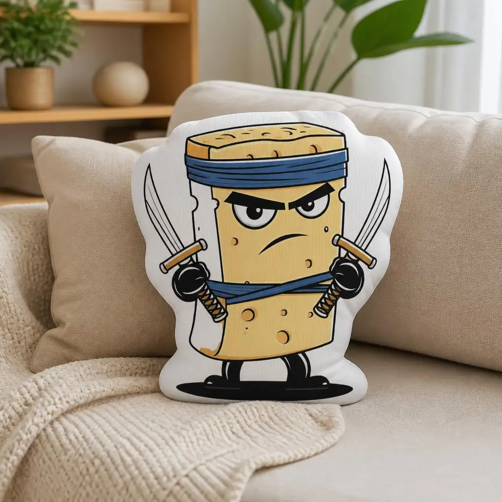 Italian Brainrot Cappuccino Assassino Grana Padano Cheese Cushion Irregular Stuffed Throw Pillow Home Decor Gift Sofa Bed