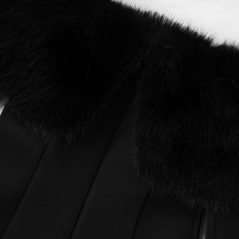 Seductive One-Shoulder Faux Fur A-Line Skirt Fashion Off-Shoulder High-Waisted Mini Dress Lady Party Long-Sleeved Fitted Dress