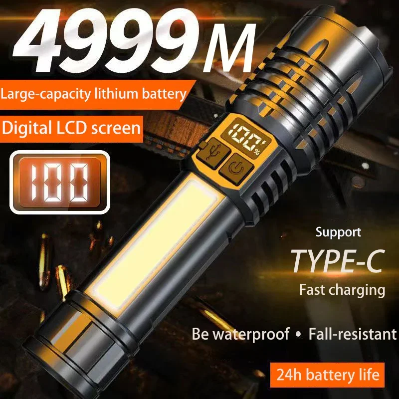 

White Laser Flashlight Strong Light LED Telescopic Focus Super Long -range Liquid Crystal Number Showing Flashlight