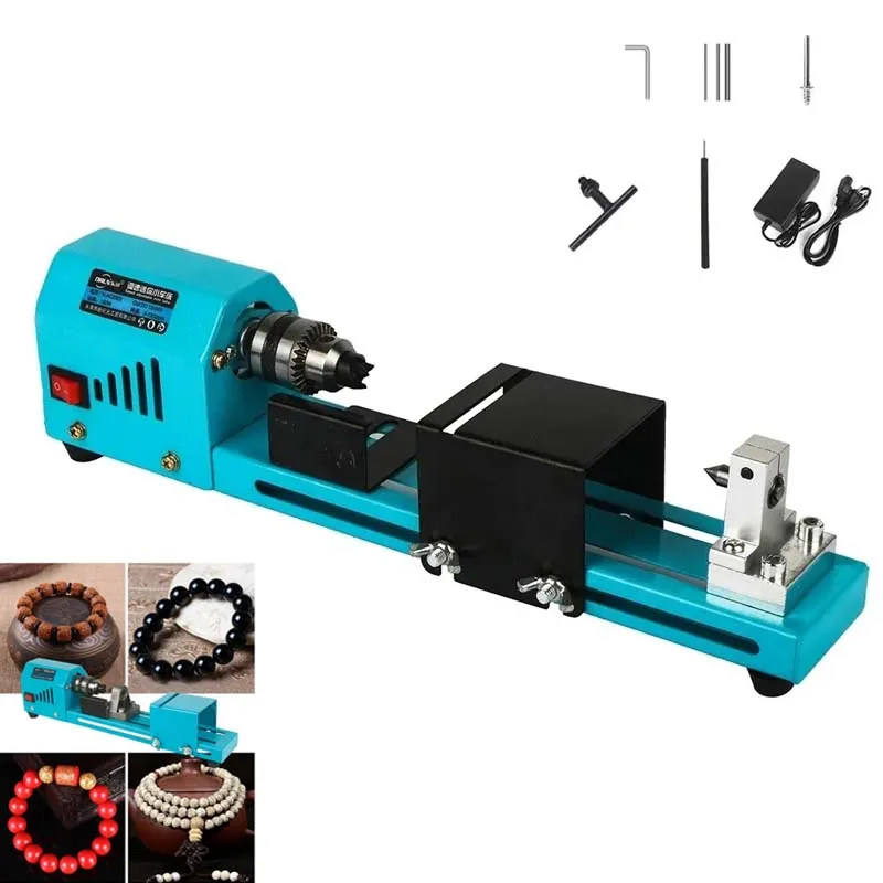 Mini Lathe Bead Machine DIY Woodworking Miniature Buddha Pearl Lathe  12V/24V Bead Lathe Drill Rotary Tool