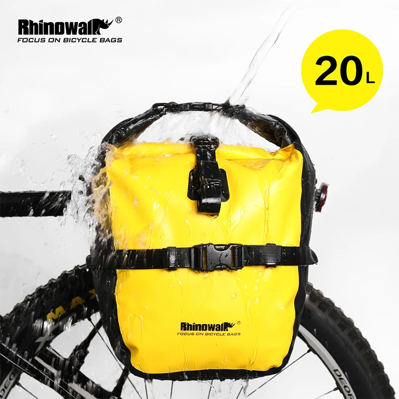 Rhinowalk 7L-20L Bike Pannier Bag 100% Waterproof Front Rack Bag Rear Bicycle Luggage Rack Cycling Bagb Bike Accessories MTB