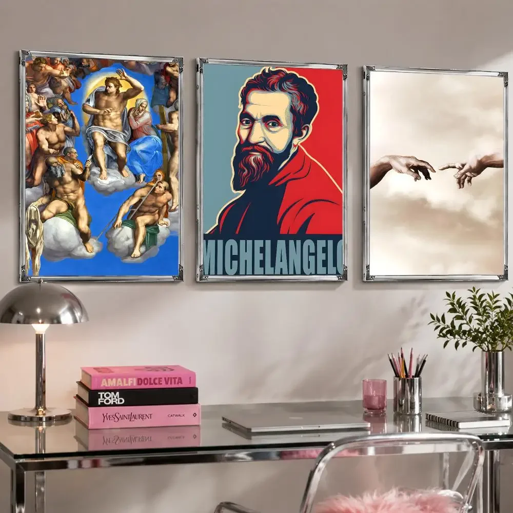 Artist Master M-Michelangelo Poster Self Adhesive Wall Decor Waterproof Removable for Bedroom Living Room bar Gift