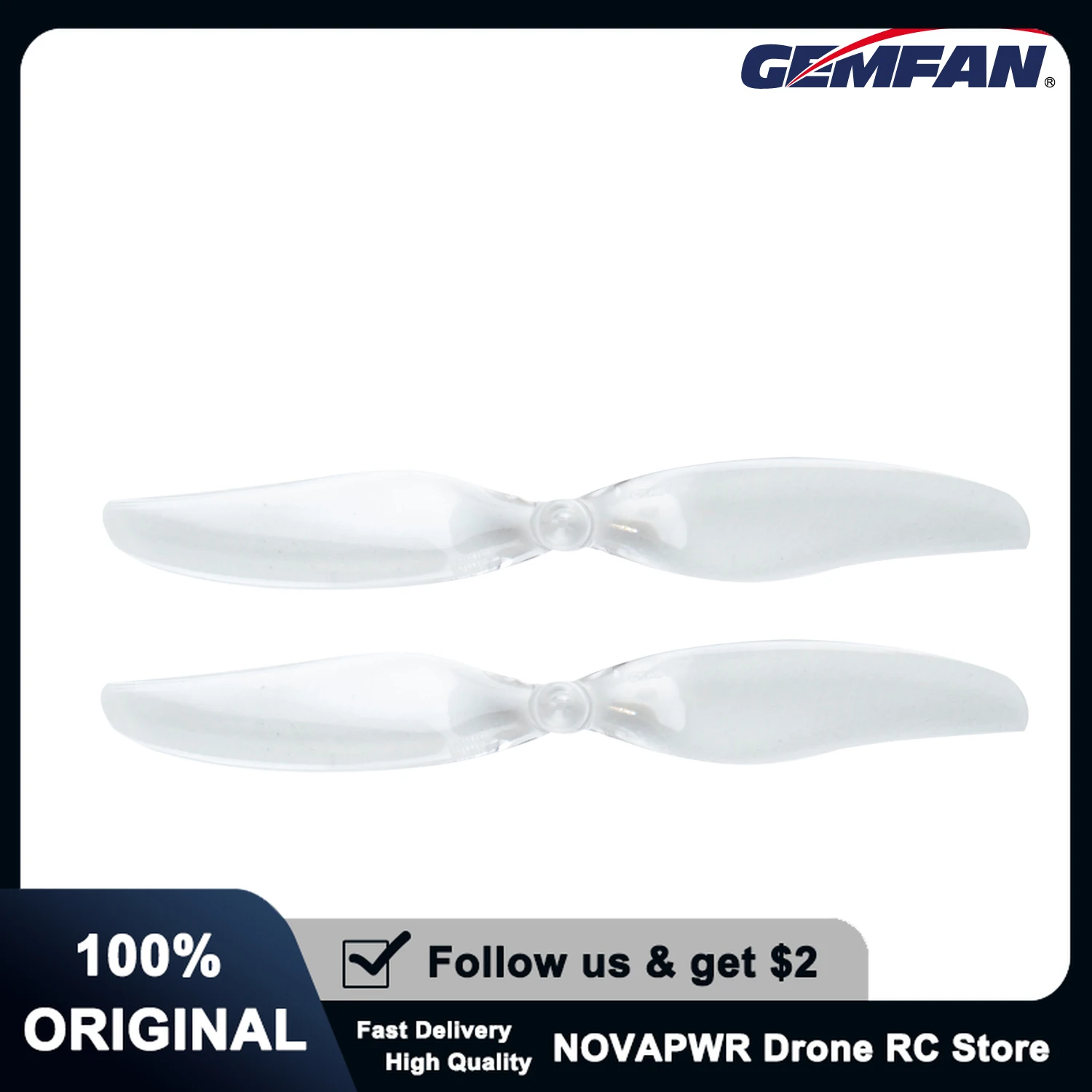 

Gemfan 75mm 3Inch 2-Blade High Efficiency Propeller Perfect Replacement for DJI Tello Quadcopter