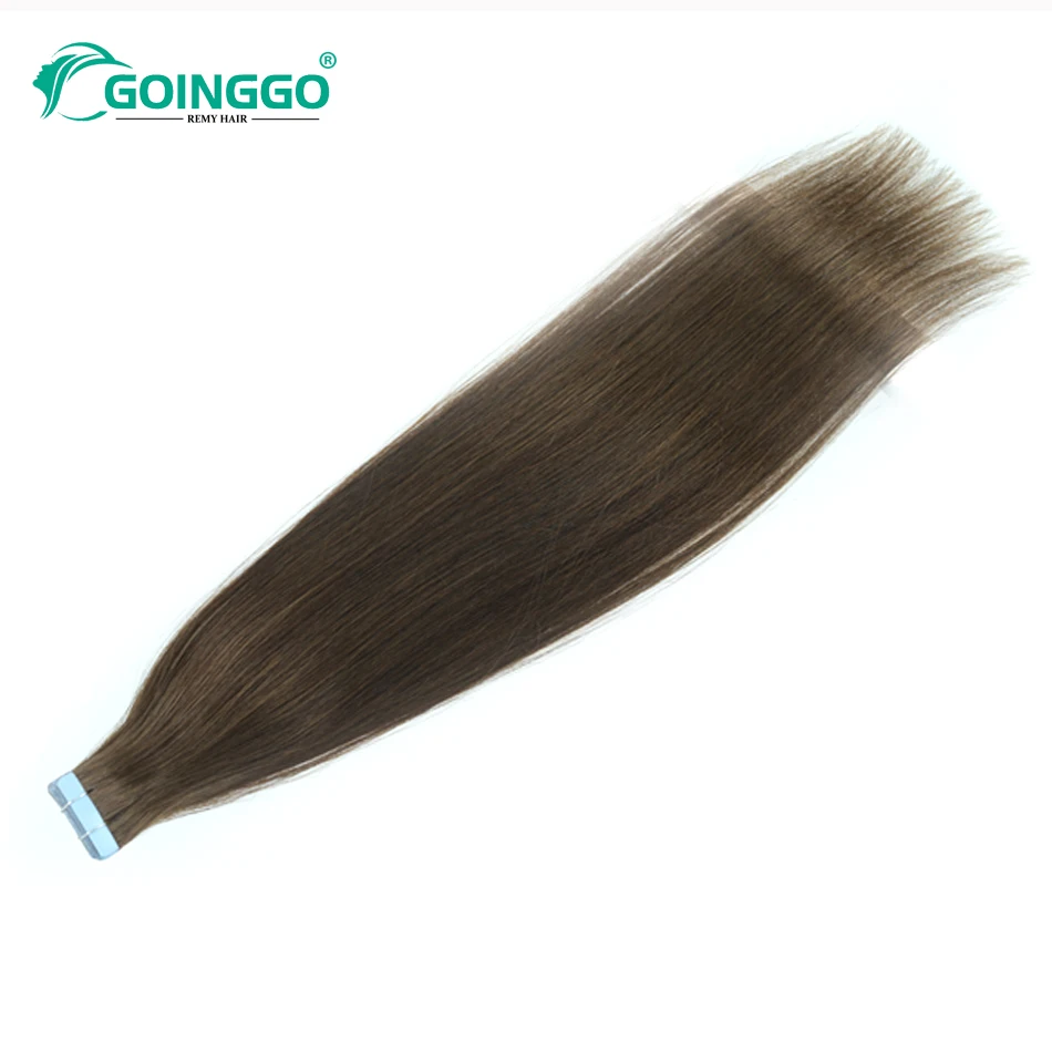 Color 4 Light Brown Straight Tape In Human Hair Extensions For Women Chocolate Brown Extension Hair 20Pcs/Set 16-22Inch 40G