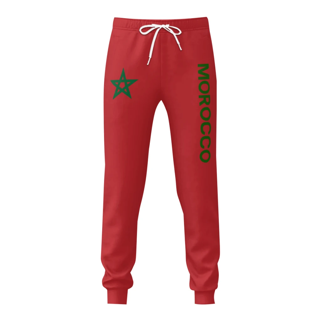 Mens Sweatpants Morocco Flag Pants with Pockets Joggers Soccer Football Multifunction Sports Sweat With Drawstring