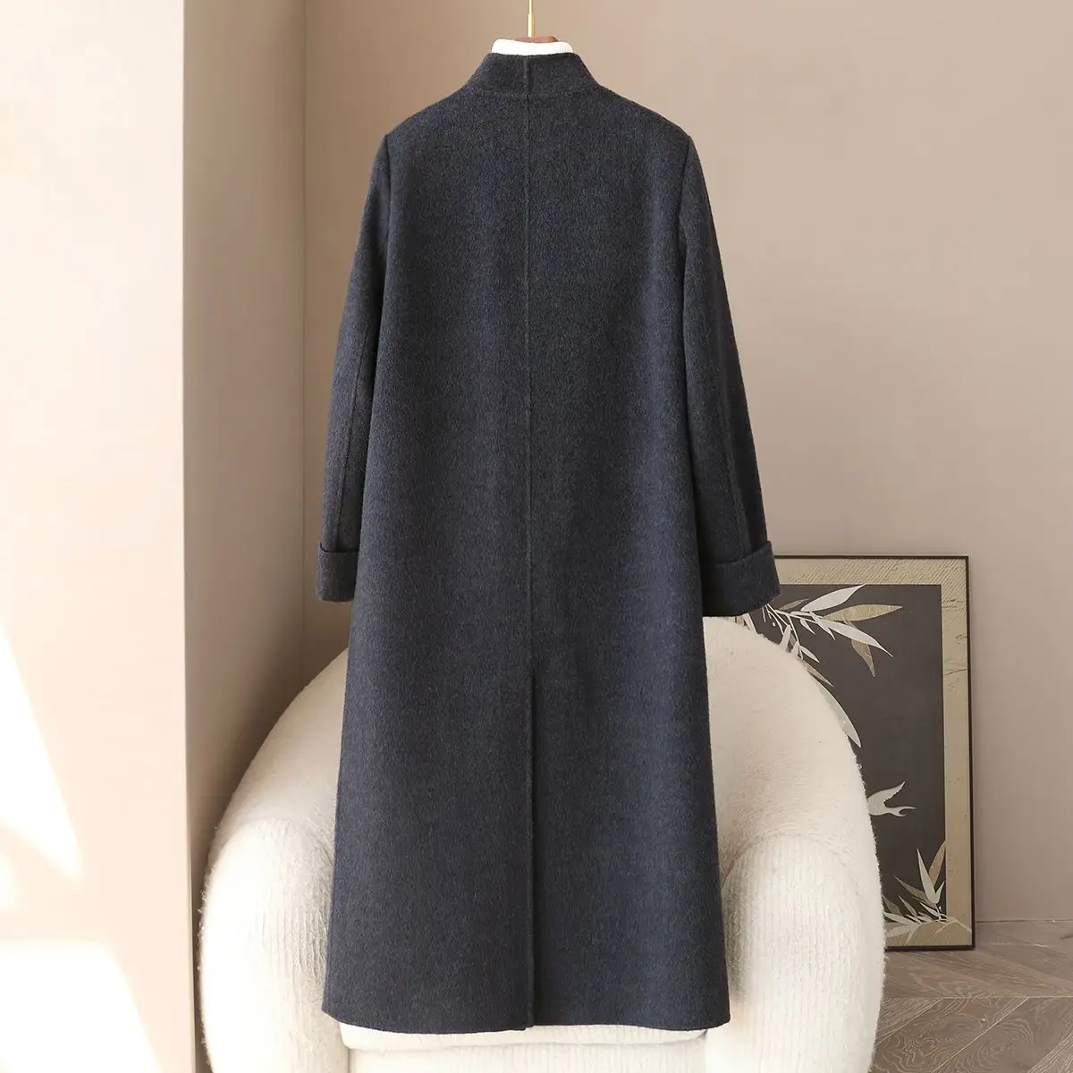 ملابس نسائية ربيعية جديدة لعام 2025 معطف مخملي الجمل 10% على الوجهين سترة صوفية بياقة واقفة غير رسمية #3