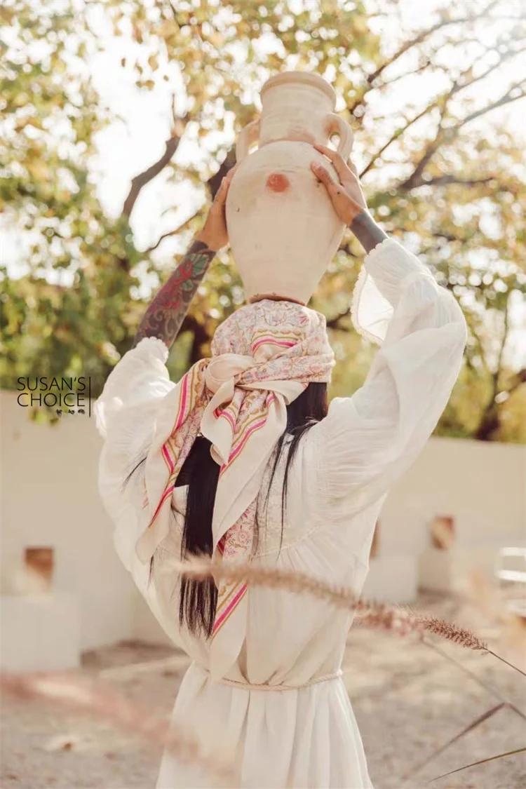 Susan Cotone organico lungo Sve Bianco ricamato in pizzo con cintura Dr V-ne Vita alta A-line ort Dr Commute Colore puro