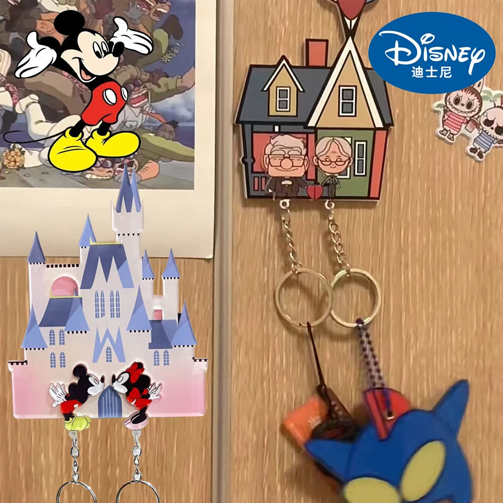 

Disney Mickey Minnie Mouse Couple Key Holder Wall Prevent Pendant Chain Home Decor Refrigerator Sticker Storage for Girl Gift