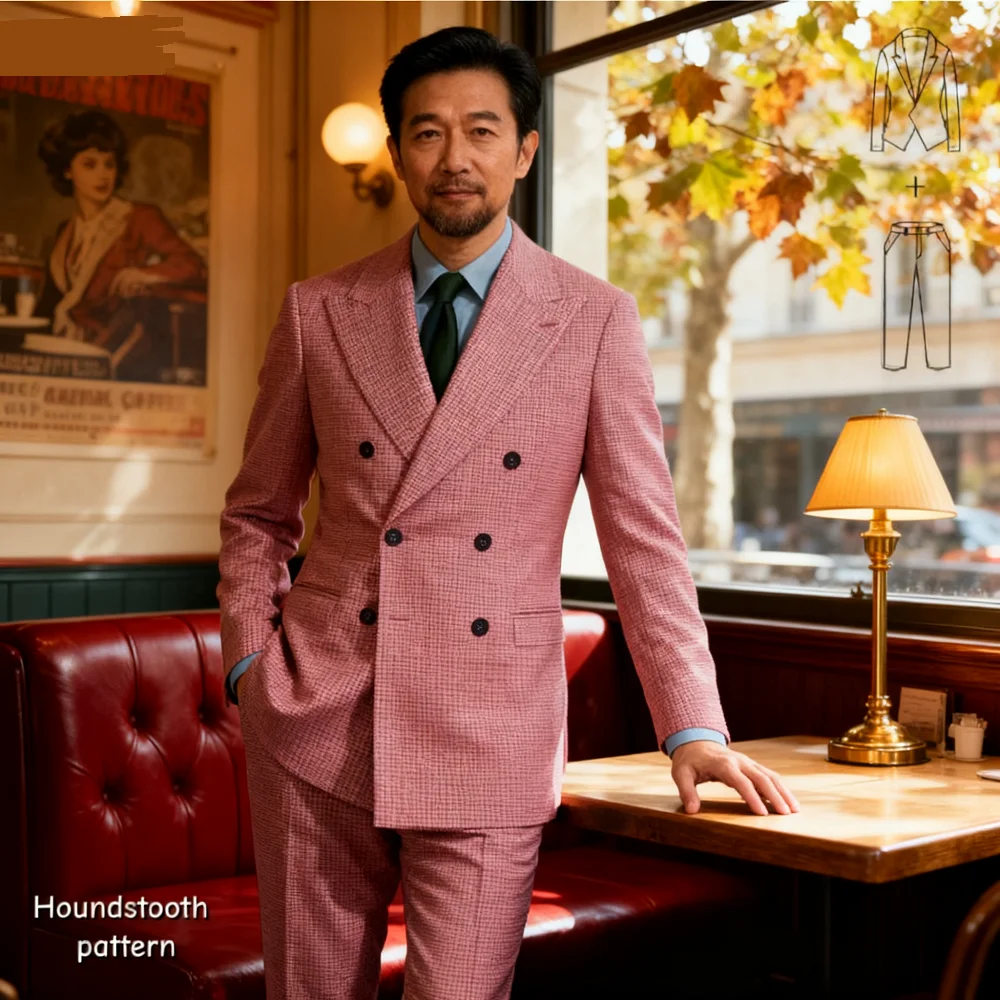 

High Quality Slim Fit Men's Tuxedo Suit Set Notch Lapel Business Blazer with Pants 2-Piece Wedding Party Evening Clothes