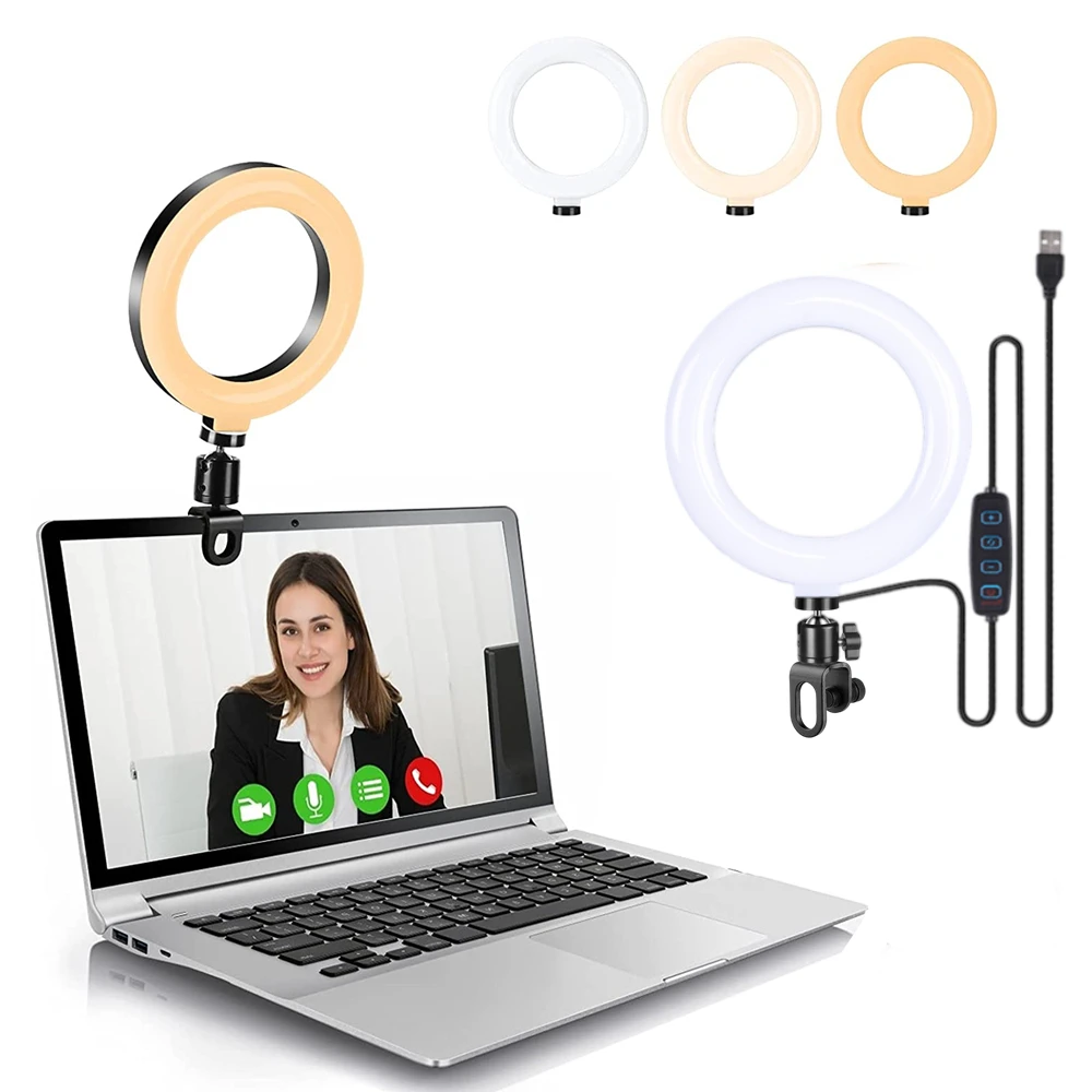 Ring Light Led Lighting Photographic For Laptop 6 Inch Ring Lamp Clip Selfie Computer Video Conferencing Calls Free shipping