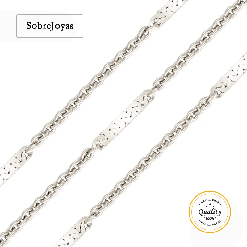 

Cable Chain with Dapped Bar Chain 925 Sterling Silver 1.38MM Chain Necklace Silver jewelry Minimalist Silver Chain DIY Jewelry