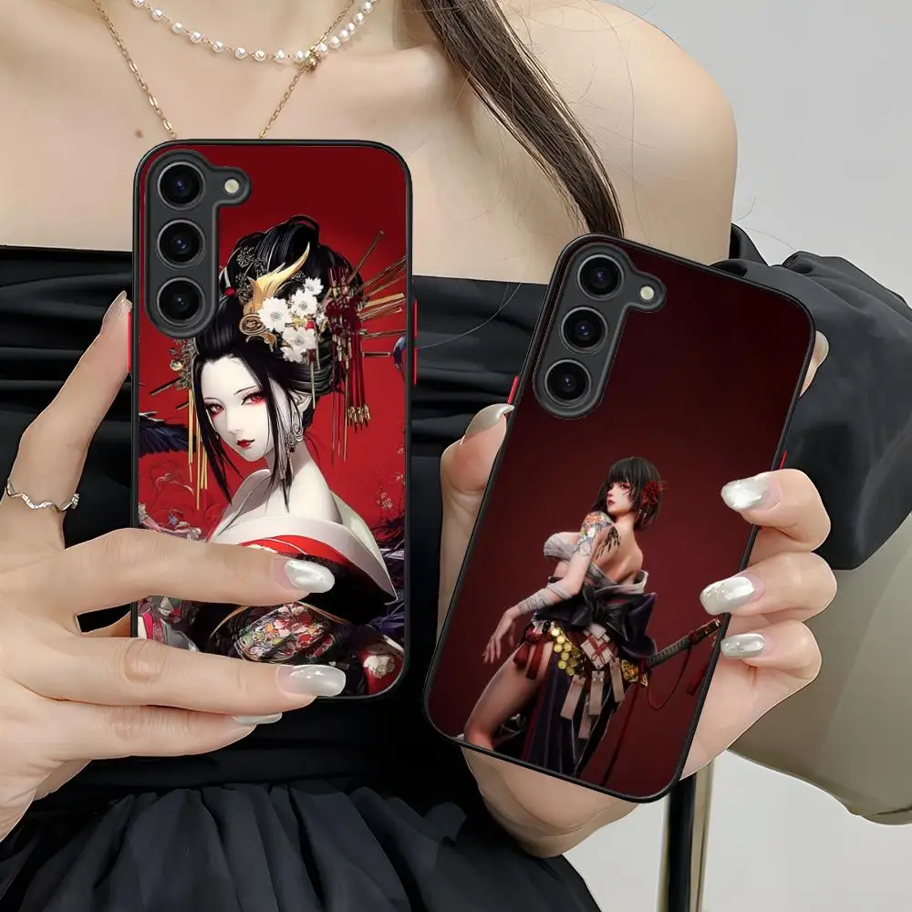 Japan Oiran Phone Case for Samsung Galaxy S26 S25 S24 S23 S22 S21 Plus FE Ultra Skin Feel Shockproof Cover