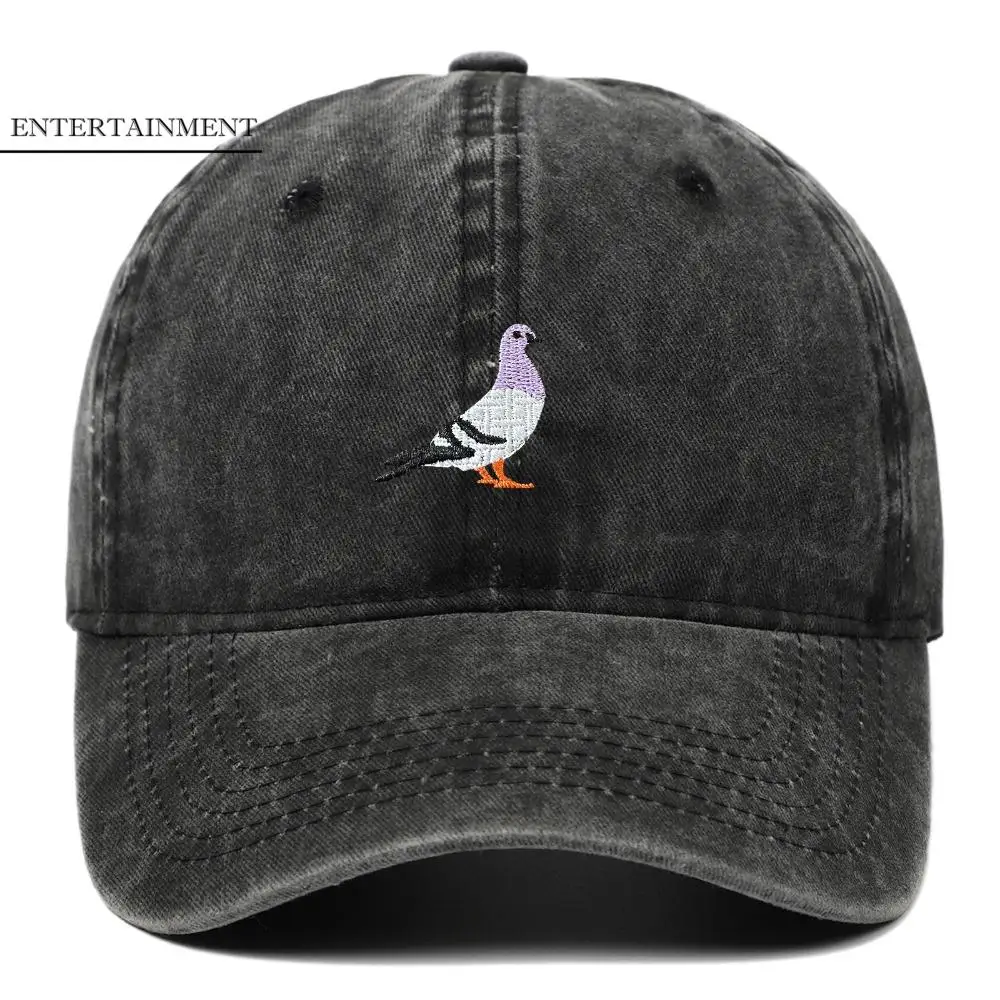 

Pigeon Embroidered Baseball Caps Daily Casual Adjustable Summer Sun Hat Washed Cotton Mountaineering Sports Hat All Seasons