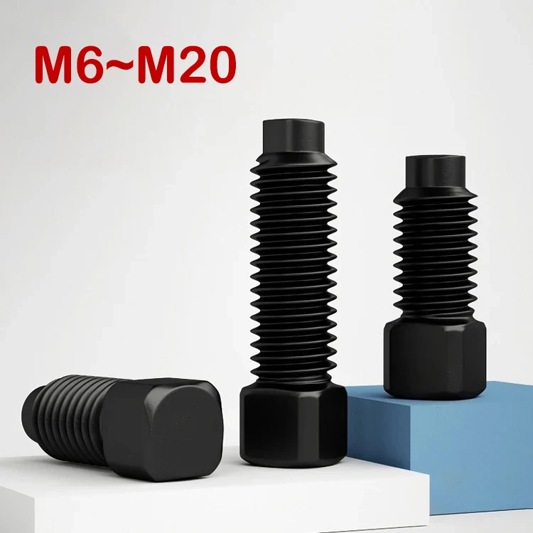 Black Set Bolts Screws M6 M8 M10 M12 M16 M20 Carbon Steel Square Head Convex End Set Screws