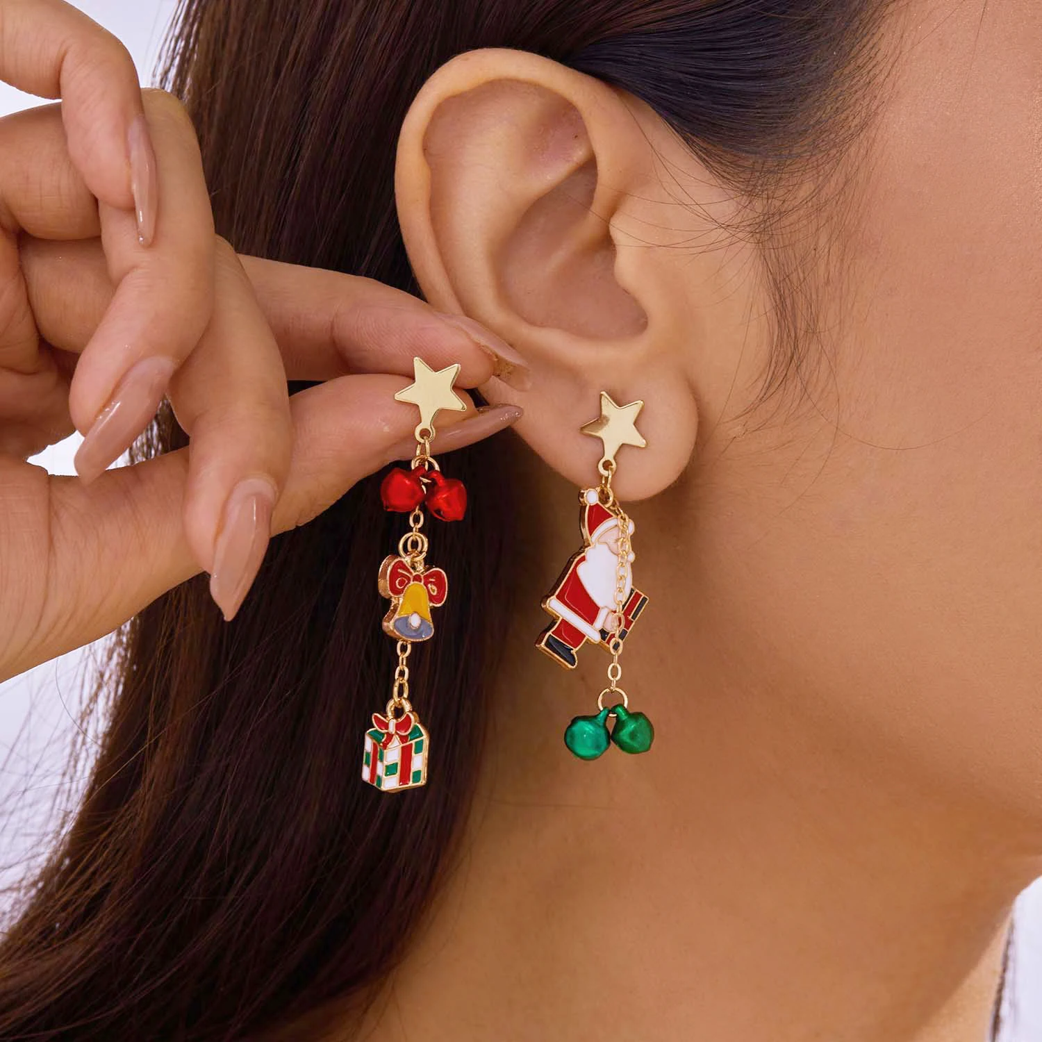 Fashion Christmas Asymmetrical Dangle Earrings for Women Santa Claus Snowman Snowflake Xmas Tree Earring Girls New Year Jewelry