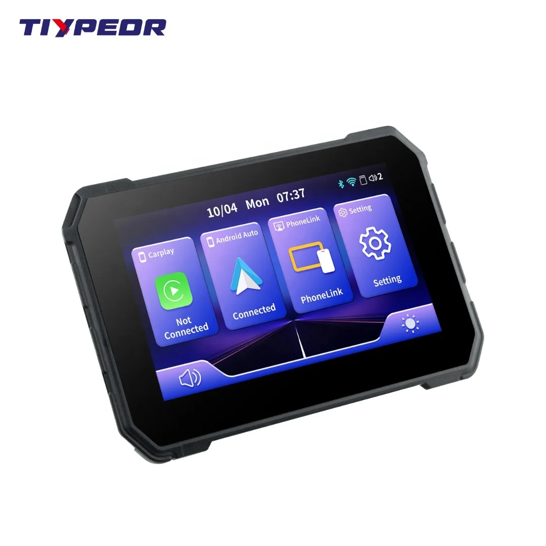 Motorcycle CarPlay 5-inch Portable Motorcycle Screen Motorcycle GPS Navigation Display Wireless CarPlay Android Car
