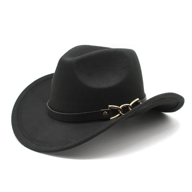 

Retro Ethnic Spring Autumn And Winter Men's And Women's Woolen Western Cowboy Hat Rolled Brim Wide Brim Sun Hat Top Hat