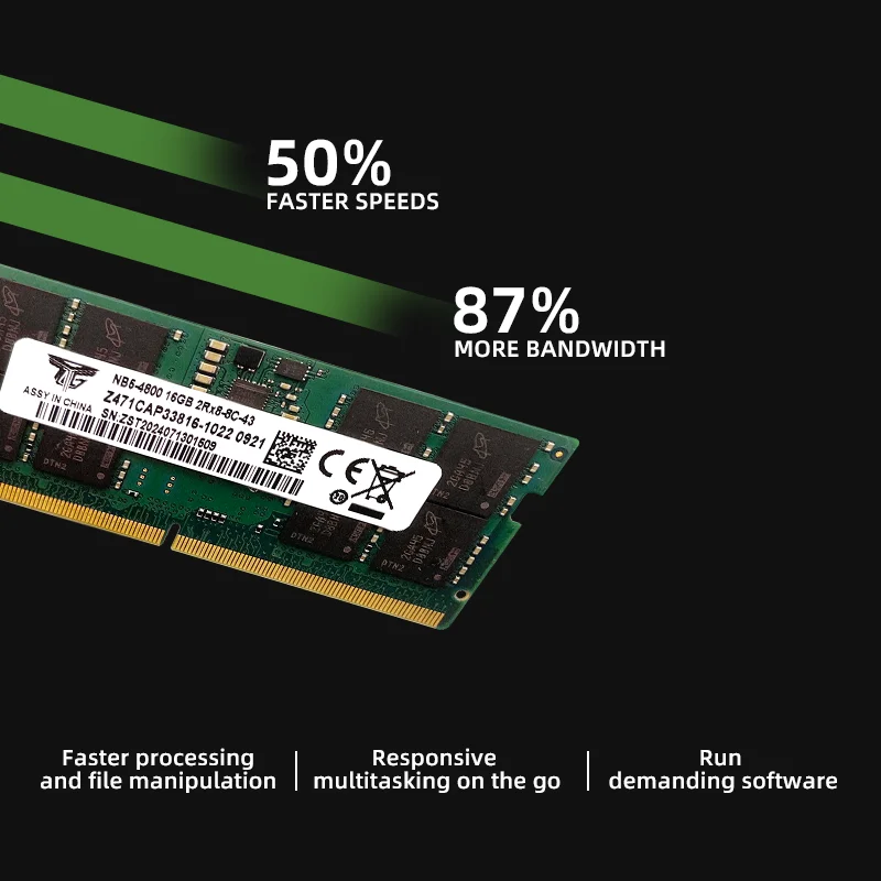 ラップトップコンピューターメモリモジュール,ddr5 RAM, 32gb,16gb,5200 mhz,5600 mhz,6000mhz,ゲーマー向けデザイン,ビジネスノートブックRAM,グリーン