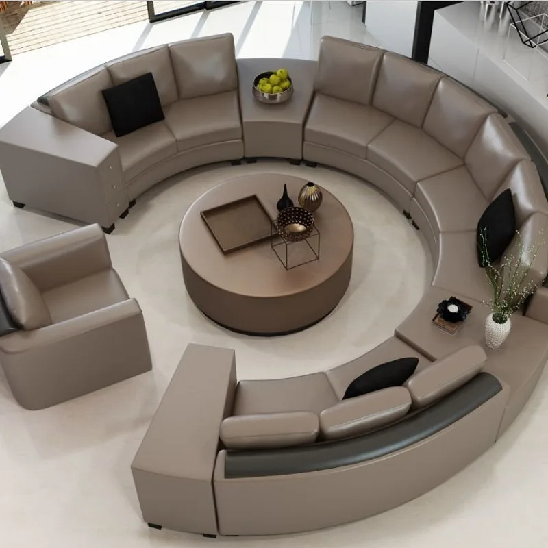 Business hotel reception area, reception area, office curved multi-person sofa combination, modern creative sales office