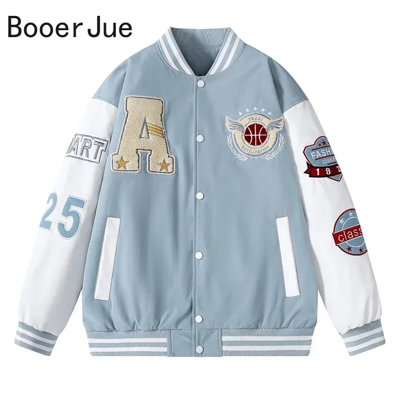 Streetwear Women Unisex College Coats Varsity Baseball Bomber Jacket Men Hip Hop Harajuku Bone Letter Patchwork Leather Jackets