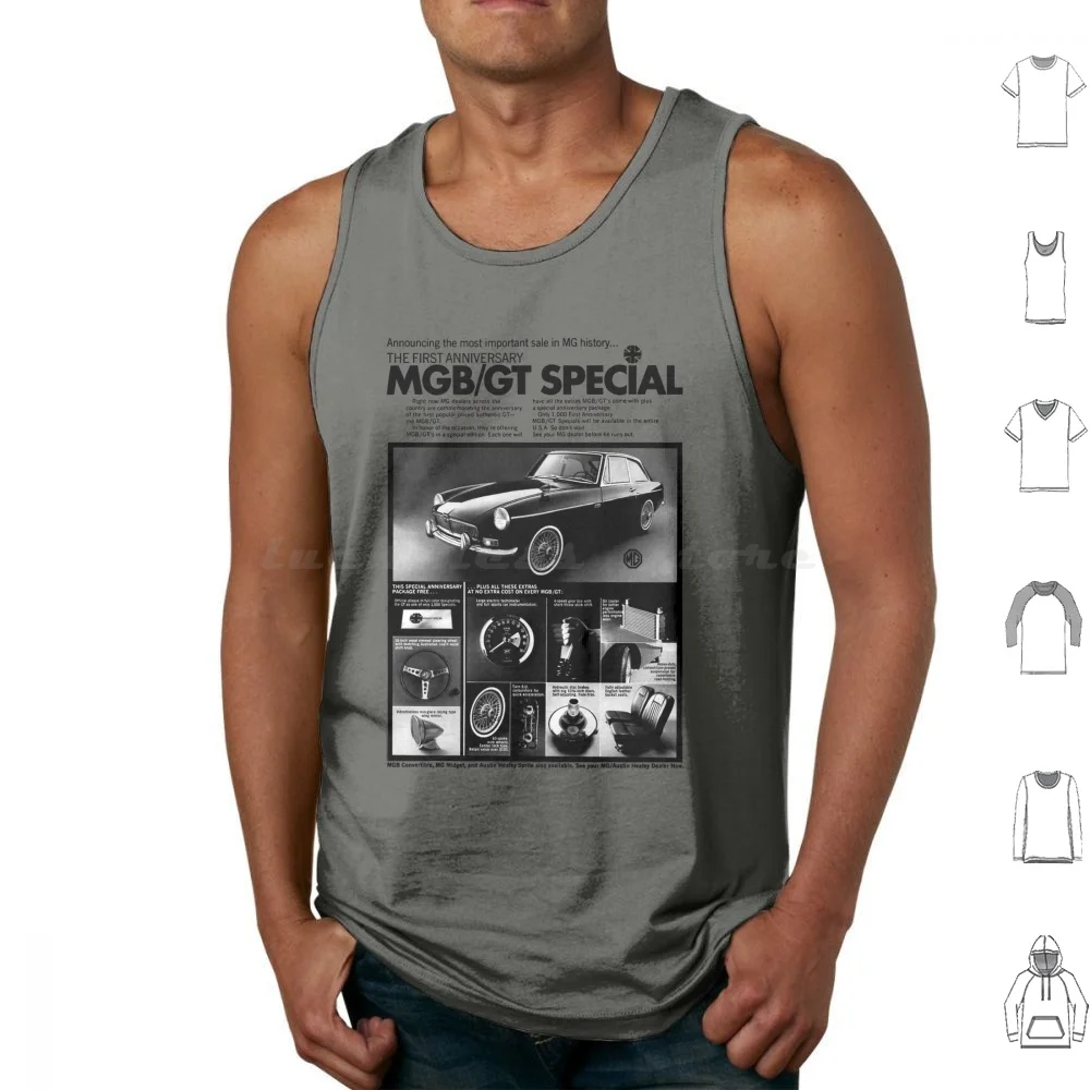 Mg Mgb Gt Special-Advert Tank Tops Print Cotton Mg Mgb Mgb Gt Sports Car Cars Convertible Two Seater 2 Seater