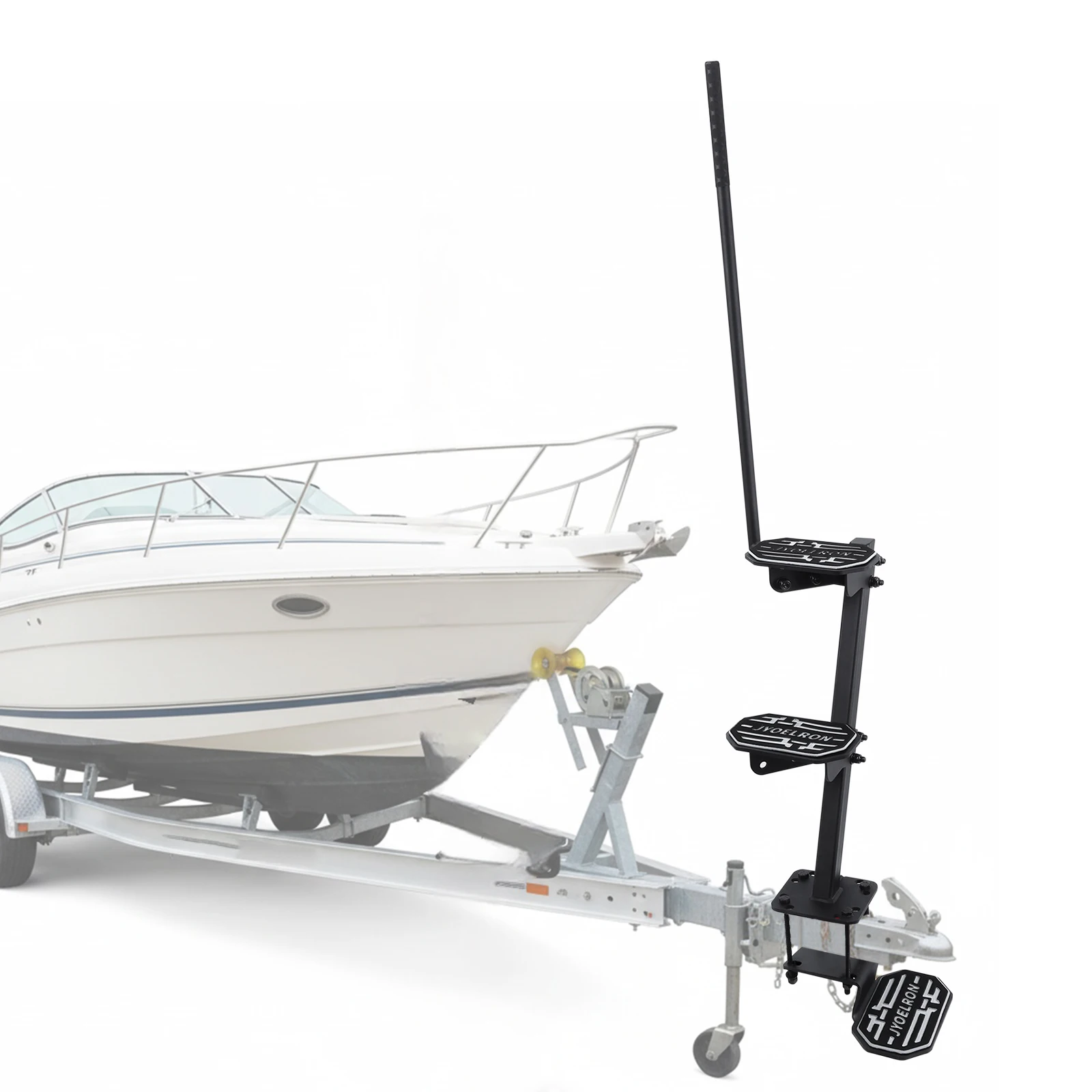 

Anti-Slip Mat Staircases with Handrails Heavy Duty Marine Trailer Step Capacity 450 Lbs for Boats Dock & Launching