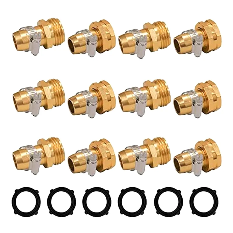 

HLZS-6-Sets Garden Hose Repair Connector With Clamps, For 3/4 Inch Or 5/8 Inch Garden Hose Fitting For Watering The Garden