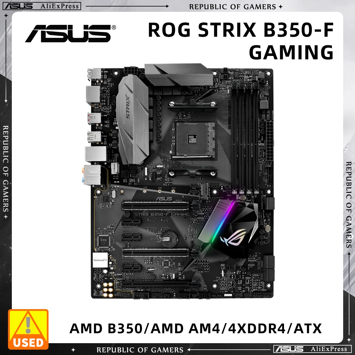 usado asus rog strix b350 f gaming motherboard b350 chipconjunto soquete am4 para cpu 1st gen ryzen mini itx form factor soquete ddr4 duplo 01