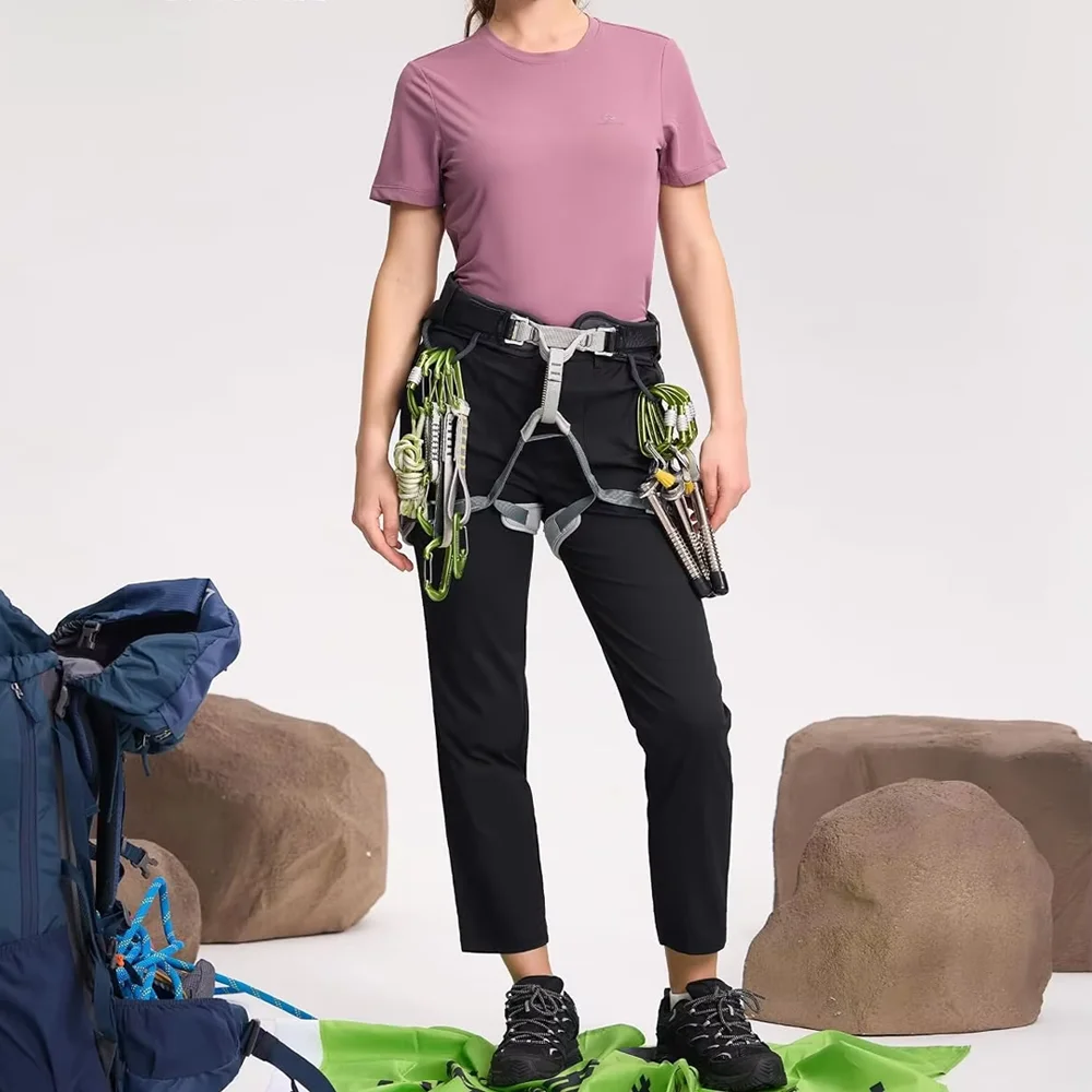 Pioneer Camp Women's Golf Pants 7/8 Ankle Hiking Pants Lightweight with 4 Pockets Quick Dry Dress Pants for Work Travel