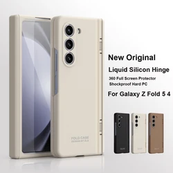 For Samsung Galaxy Z Fold 7 6 5 4 5G Matte Hard PC Phone Case External Screen Tempered Glass Film Spring Hinge Shockproof Cover
