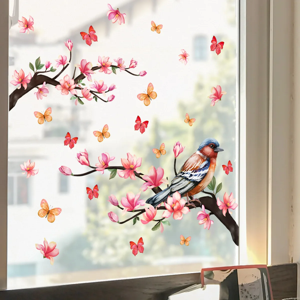 

30*60cm Branch Bird Butterfly Glass Window Sticker Bedroom Study Kitchen Home Decorative Window Wall Sticker Wallpaper Ct4040