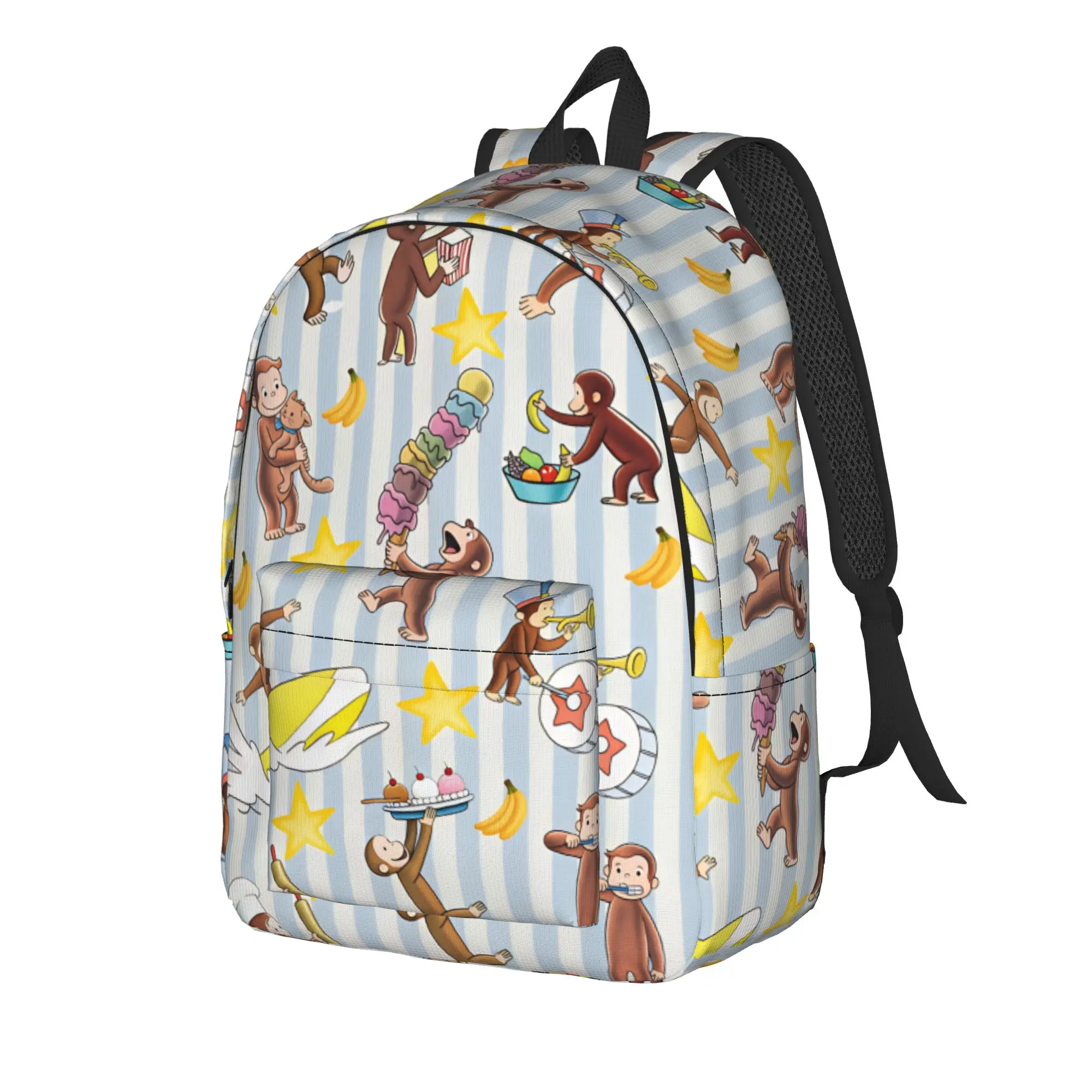 C-Curious George Backpack  Novelty Backpacks Boy University Durable High School Bags Design Rucksack