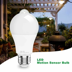 Lámpara con Sensor de movimiento PIR E27, 5W, 7W, 9W, 12W, 15W, bombilla LED para escaleras, pasillo, dormitorio, baño, bombilla con detección de movimiento humano, AC85-265V