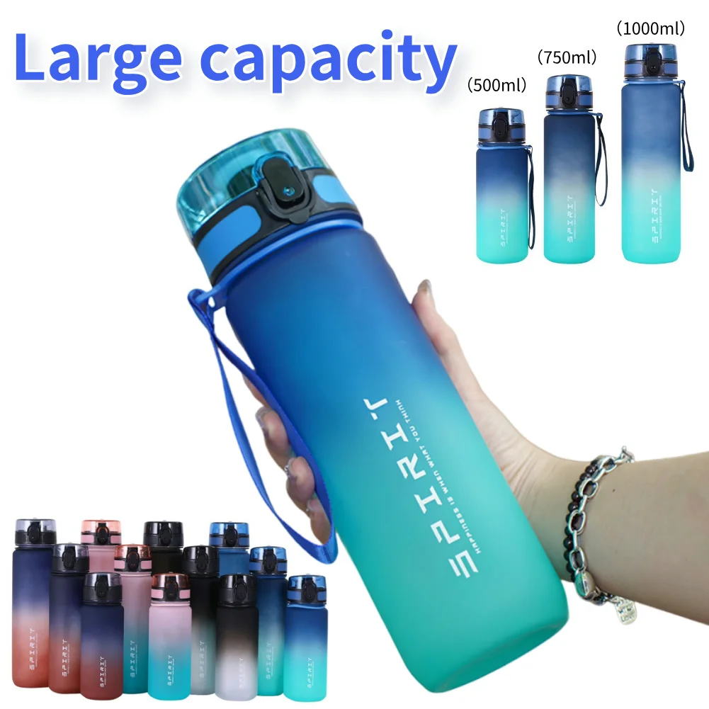500 ml/750 ml/1000 ml mattierte Wasserflasche, Wasserflaschen, auslaufsichere, schillernde Farbwasserflasche für Fitness, Fitnessstudio, Outdoor-Sportarten