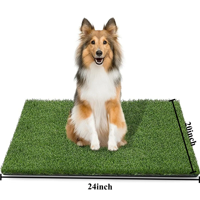 A dog training washable grass pad with drainage holes and easy to clean artificial grass pads for dogs
