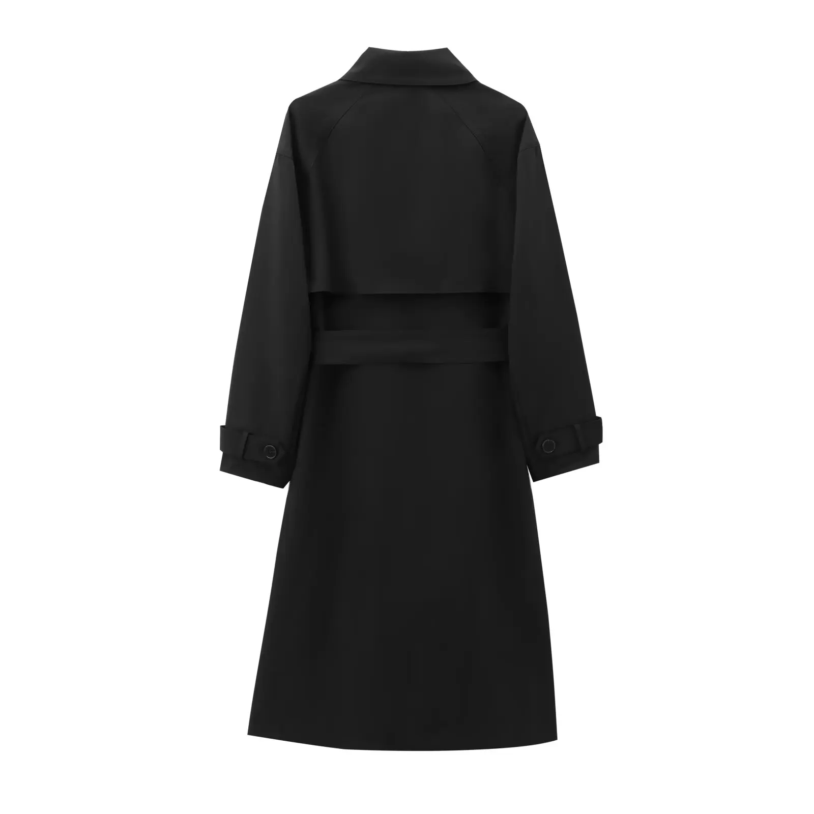 Tangada 2024 Women Black Classic Trench Coat with Belt Elegant Female Windbreak 3H855