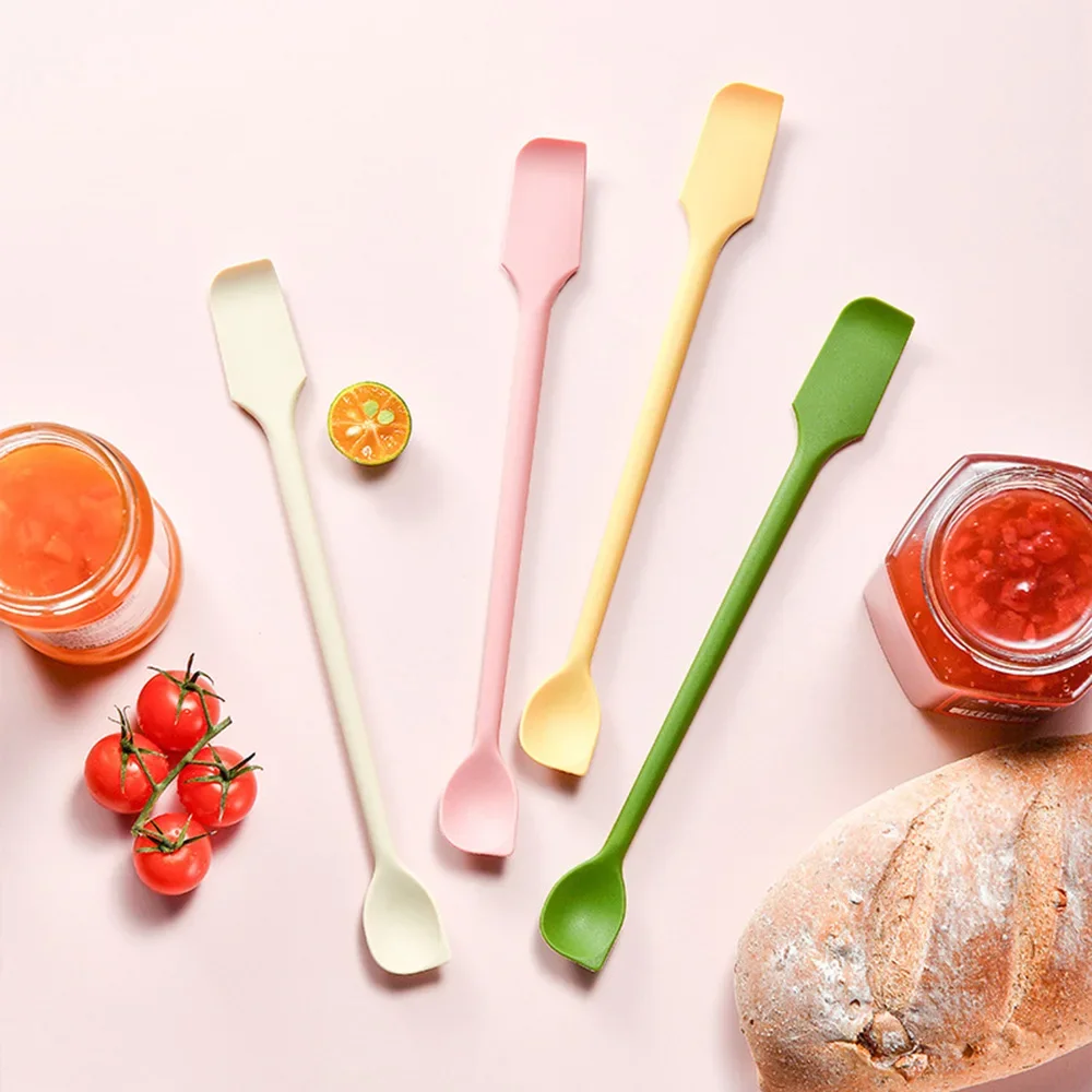 1/4Pcs Long Handle Makeup Spatulas Jam Double-head Scraper Silicone Mini Spatula SetKitchen Cake Baking Tool Accessories