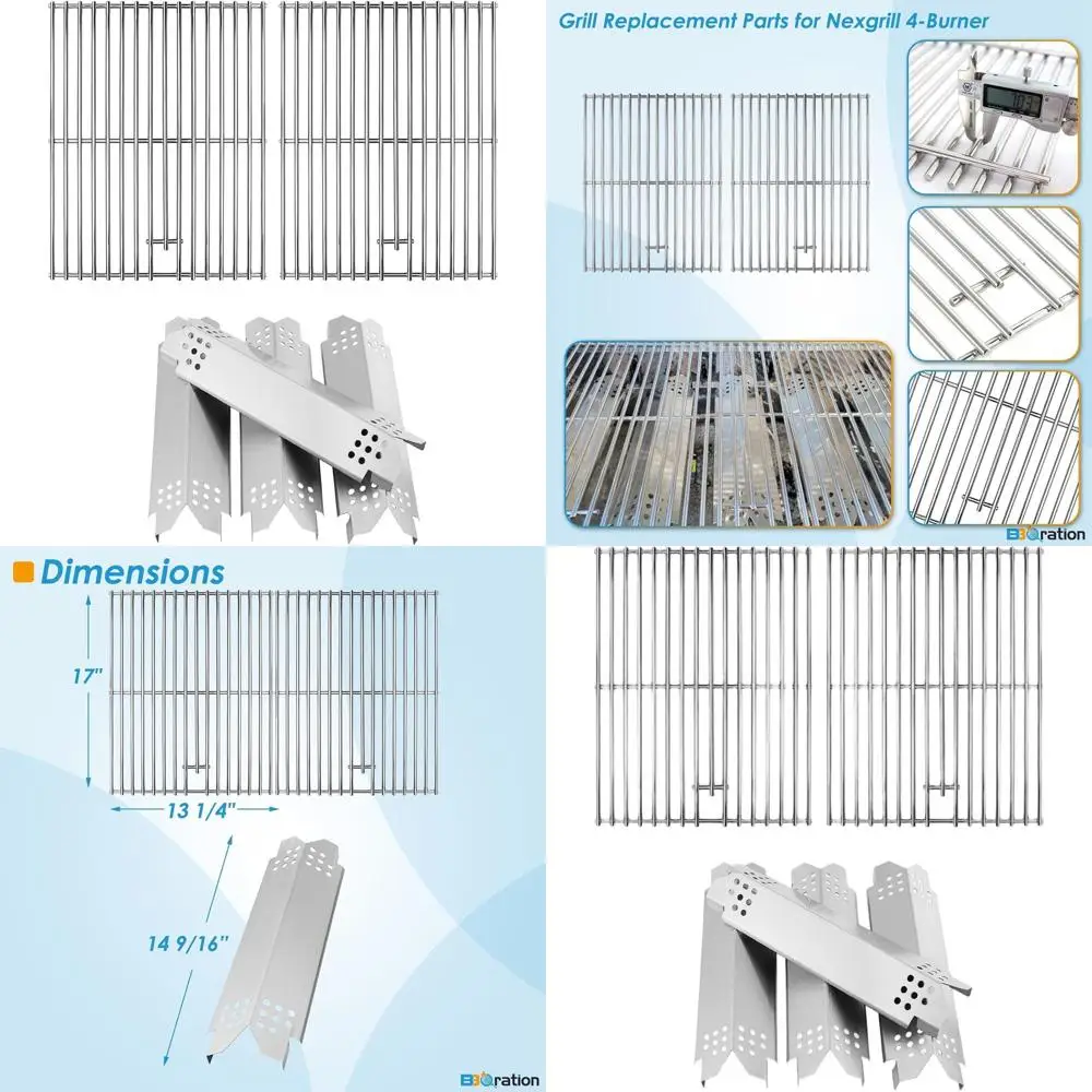 

Запасные части для гриля для барбекю с 4 конфорками: решетка для приготовления пищи, теплозащитный экран, комплект горелок