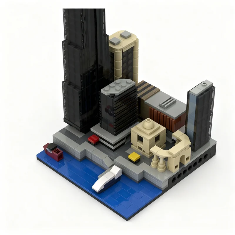 903pcs MOC Manhattan Project Bloc 3 City Model Building Blocks Construction Christmas Gifts Toy Art Display Assemble Creative