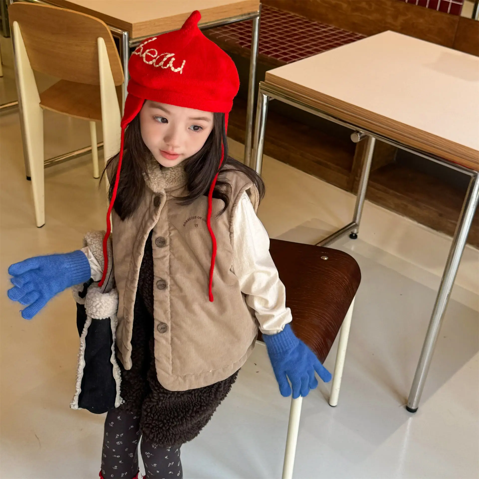 2025 Children's Autumn And Winter Embroidered Vests And Winter Clothes And Jackets.
